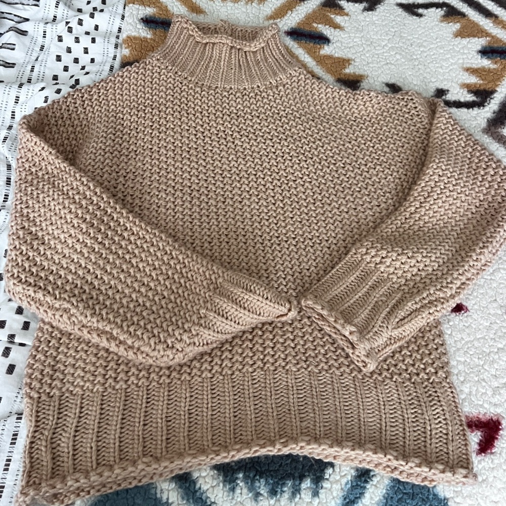 Lulu's Warm Pink Knit Turtleneck Sweater